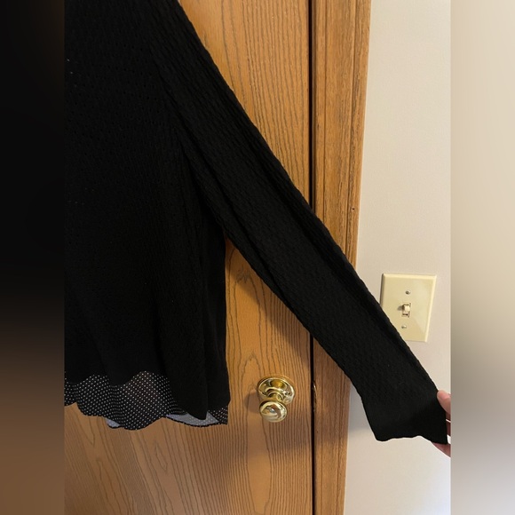 Croft & Barrow Black Knit Sweater with Polka Dot Undershirt - Picture 4 of 8